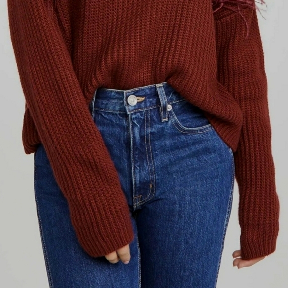 Cinq à Sept Melanie Burgundy Ostrich Feather Wool-Blend Sweater - Picture 4 of 9